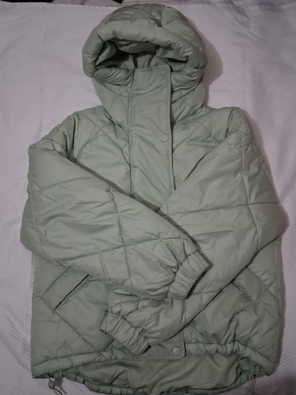 H&M Sage Green Hooded Puffer Jacket XS